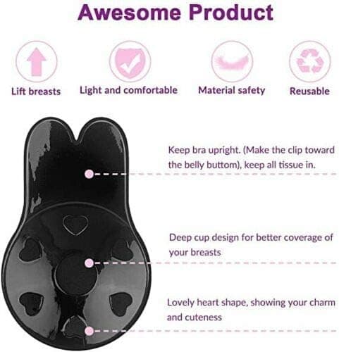 2 par usynlige push-up bh'er, selvklæbende bh'er med prikket design, stropløs push-up bh, 11,5 cm