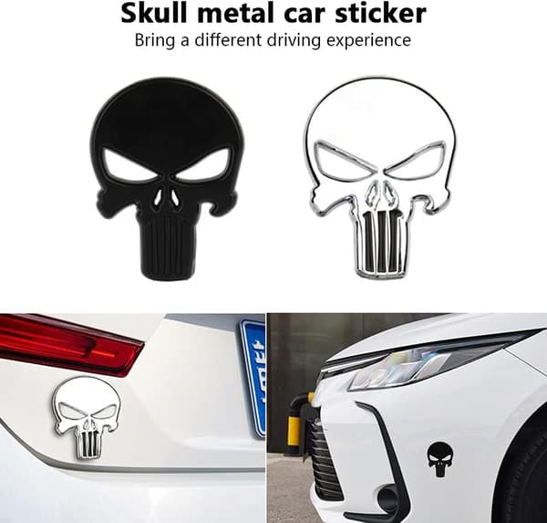 4 stk 3D dødninghode Punisher bilklistremerke i metall