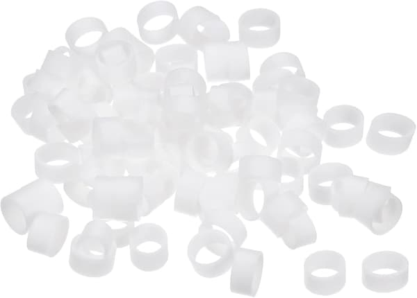 Silikongummiband Ringar 100st Halkfria 10mm Dia 0.7mm Tjocka 5mm Bredd för Kabelomslag, Bunt White