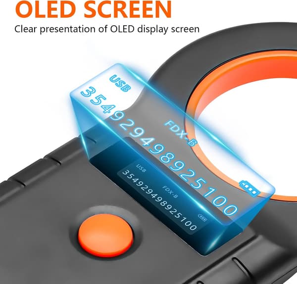 wxsp Gbformat Kæledyrsmikrochipscanner OLED Chip-læser til hunde Genopladelig USB Kæledyrschiplæser Chiplæser Kæledyrschip ID-scanner til