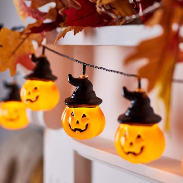 Halloween-lyslenke med batteridrift - Pumpeform, LED-lyslenke - 3 m lang, 20 LED, varm farge, stil 3 style 3