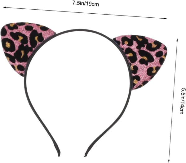 6 stk Katteører Hårbånd Glitter Fest Leopardmønstrede Jenter Søte Hårbånd Tilbehør