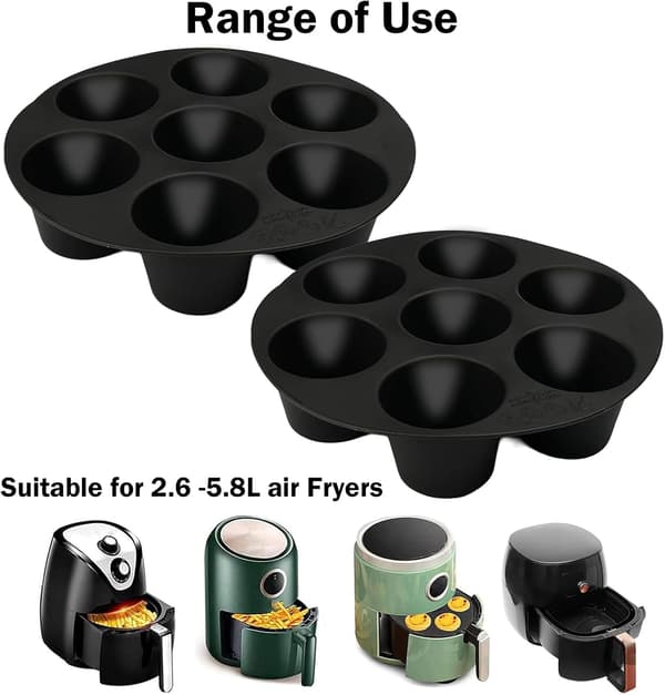 wxsp Muffinform - Velegnet til 7 muffins - Mini muffinforme - Silikone - Airfryer silikone muffinform - Non-stick muffinform - Perfekt til cupcakes,