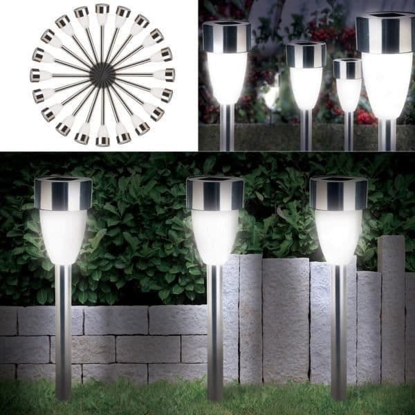 X8 hvid tulipanformet LED-solcellepullert a099