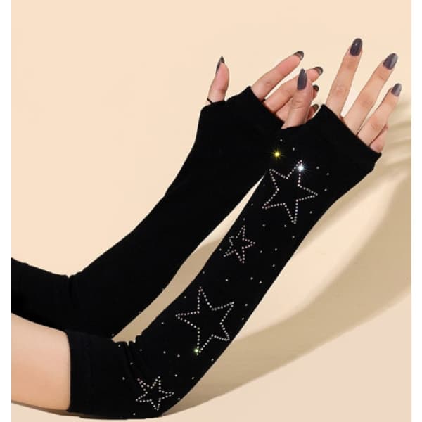Arm Warmers Knitted Fingerless Warm Gloves With Thumb Hole Arm Cuff Compatible W