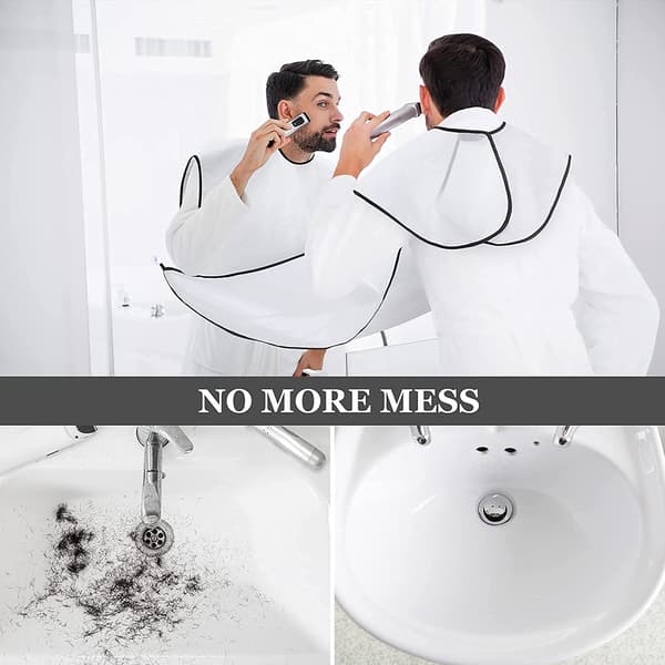Shaving Bib for Shaving, Beard Apron, Beard Shaping Tool, Beard Trimming Catcher, Trimming Accessories White White
