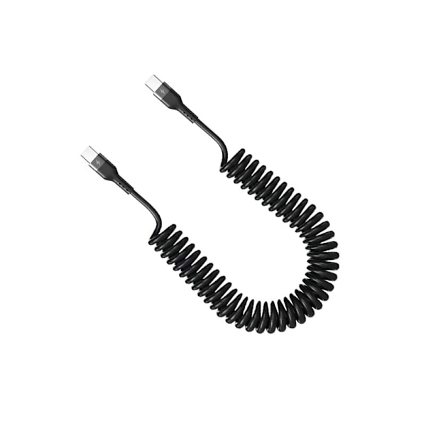 1.5M USB Type-C to Type-C Coiled Cable - 5A Fast Charging, Compatible with Huawei, Apple, Android