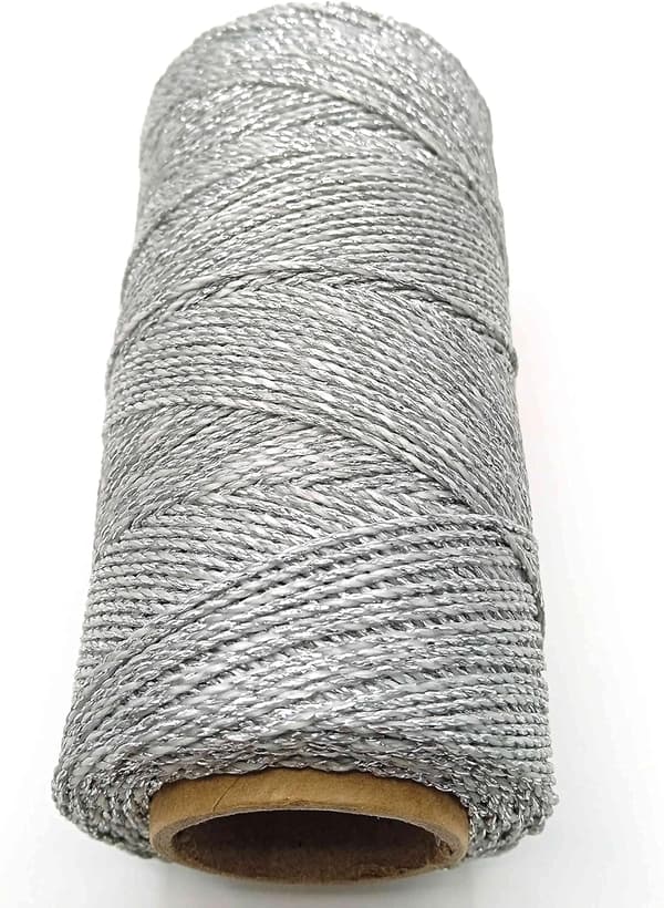Linhasita vaxad tråd, 100 g/170 m, 1,5 mm tjock, polyester, makramé, 30 färger, silverfärgad