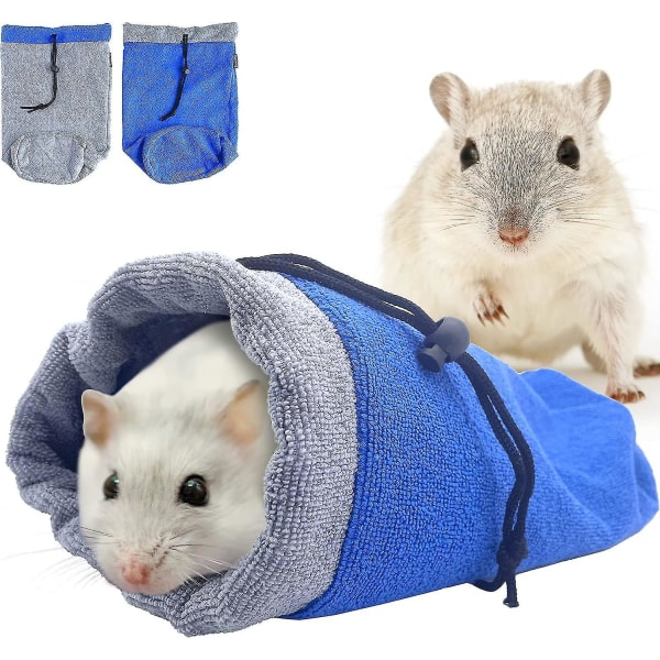 2 st Badhandduk för Iller, Hamsterbad, Absorberande Handduk, Torkpåse, Djurvård, Grooming-tillbehör för Ekorre, Sockerflygare, Marsvin, Fåglar