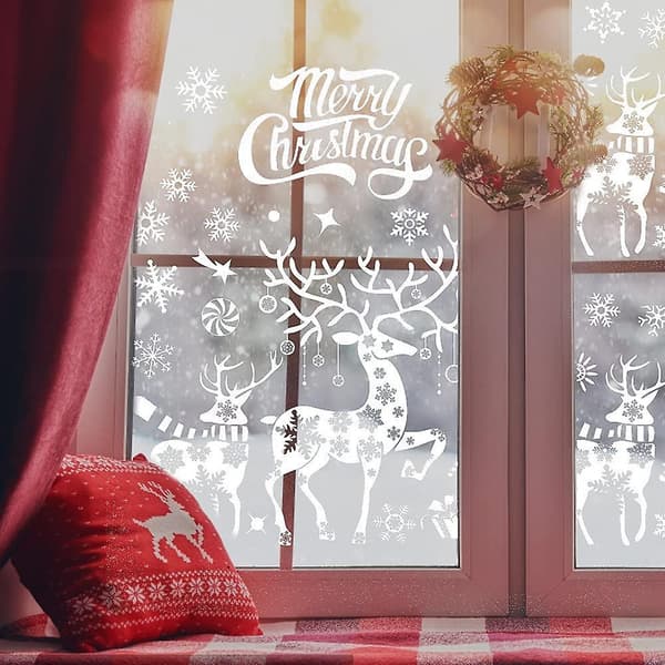 Christmas Gift Window Stickers, DIY Static Window Decorations, Removable Christmas Stickers