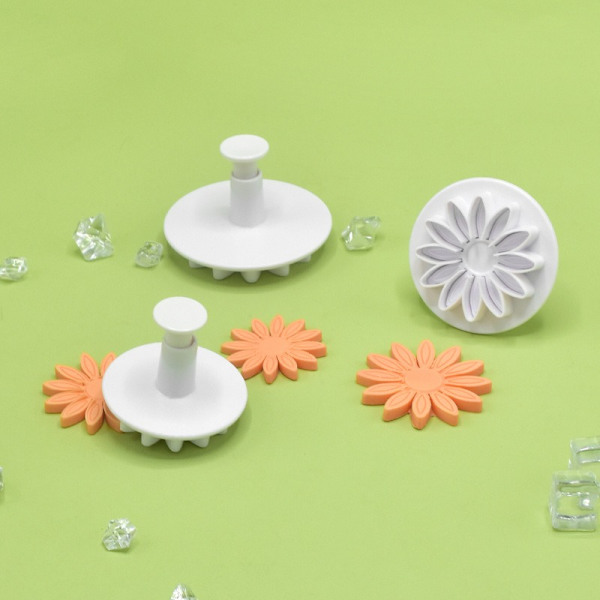 Plunger Cuttere, Åreformede Solsikke, Daisy og Gerbera, Solsikke-sukkerblomsterdesign trykkform 3-pakning