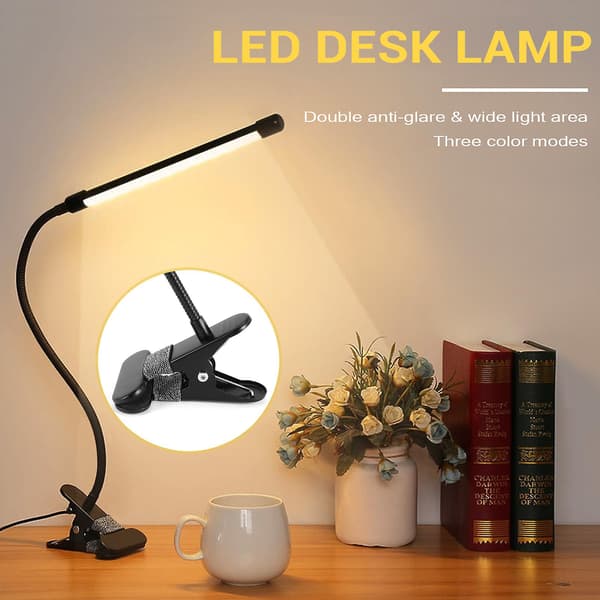 8W LED Klemme Lampe, med 3 Tilstande 2M Kabel 10 Niveauer Klemme
