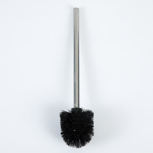 7,5 x 35 x 7,5 cm, Silikonbørste med håndtak i rustfritt stål - Toalettbørste med silikonerstatningshode, Rustfritt stål, Blank