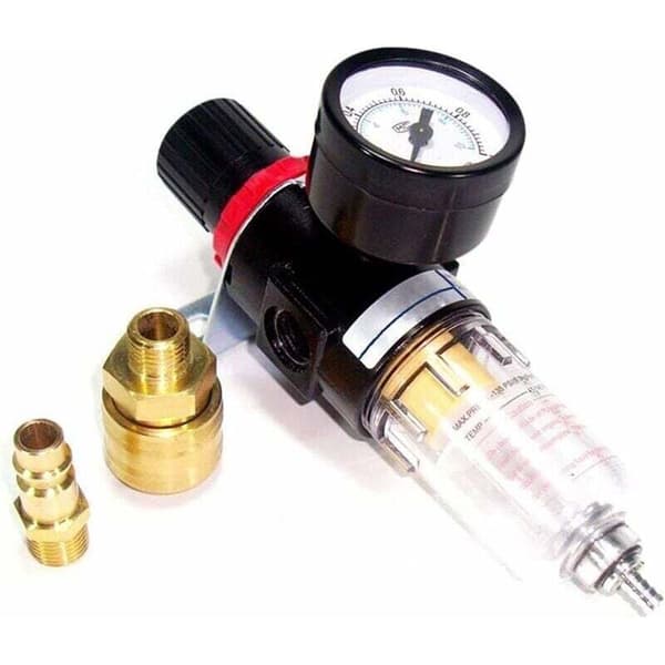 1/4″ Compressed Air Pressure Regulator with Water Separator and German Quick Couplings – Pneumatic Maintenance Unit