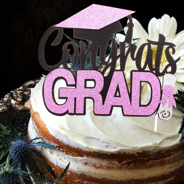 4 stk. Papir Tillykke Grad Cupcake Topper  Graduation Party Kage Dekoration Rose Guld 14X7.5CM Rose Gold 14X7.5CM