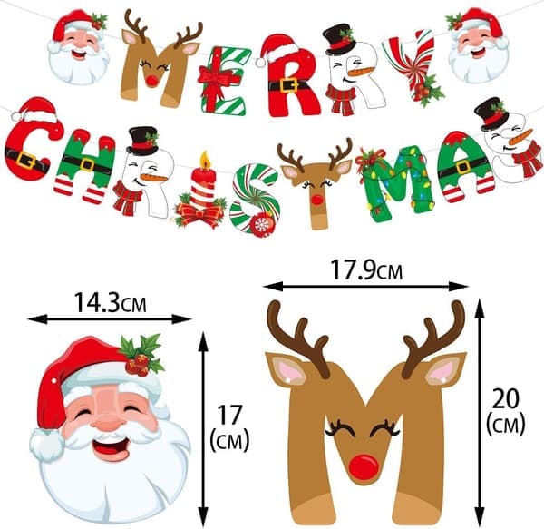 Juleborddekorasjon God Jul-flagg Julenisse Juletre Kakeinnstikk