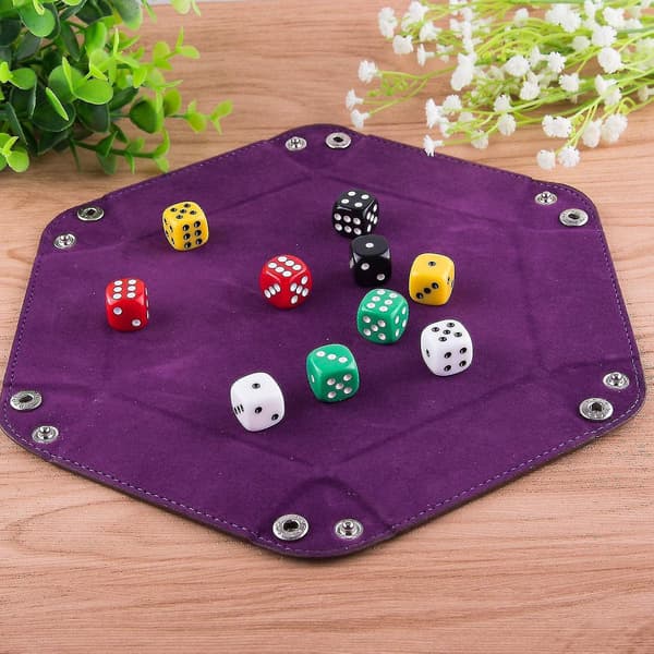 4 styk terningebakker i læder og fløjl til Dungeons and Dragons terningespil
