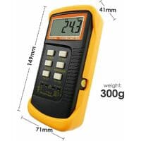 Typ K Termometer med 1300°C Termoelementsensor (°C, °F och K)