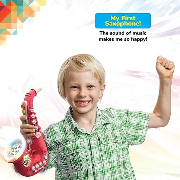 Lekesaksofon barnesaksofon musikkøvelse interaktivt instrument barnemusikksimulering mini saksofon dynamisk lav frekvens rød Rød Red
