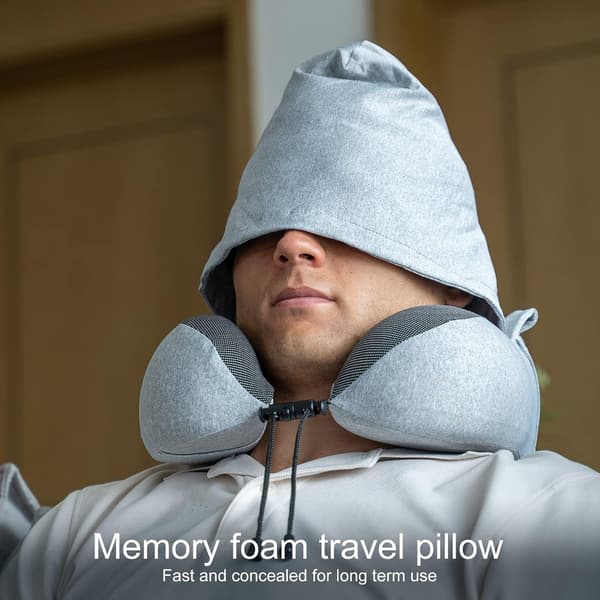 Amazon Brand - Rejsepude, Memory Foam Rejsepude, Hætte