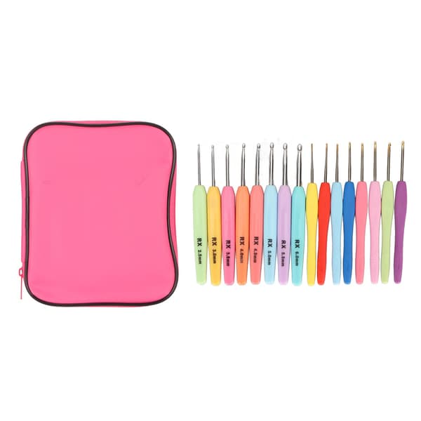 16-piece Crochet Hook Set with Ergonomic Design, Hand-polished Crochet Hooks with Case, DIY Hand Knitting Tools for Beginners