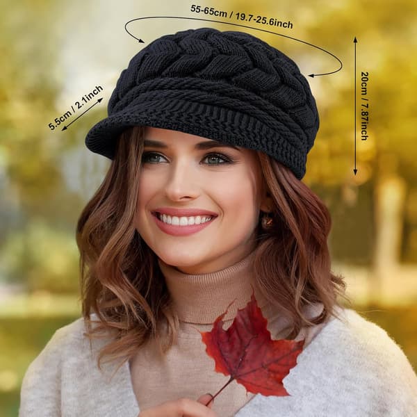 wxsp Dame Vinterhuer Tykke Varme Strikkede Chunky Bløde Slouchy Huer med Skygge Sort