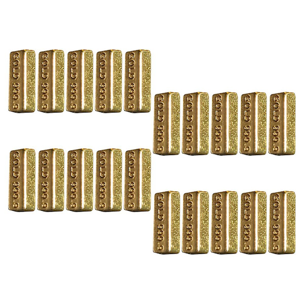 20 stk Dukkehust Mini Gullbar Modell Falske Gullsteiner Miniatyr Gullbarer Gull 1,5X0,5X0,3CM Golden 1.5X0.5X0.3CM