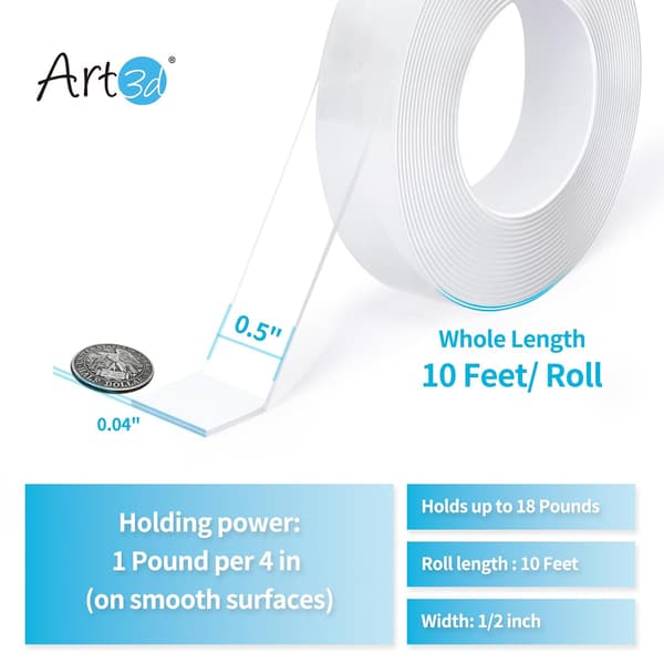 Double-Sided Extra Strong (3 Meters), Powerful Double-Sided Tape, Traceless, Removable, Reusable, Washable
