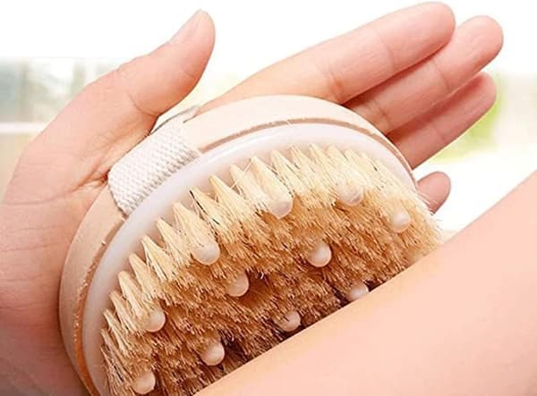 wxsp Massagebørste - naturlige børster, kropsskrubbebørste til tørmassage og lymfedrænage - reducerer cellulite, forbedrer blodcirkulationen -