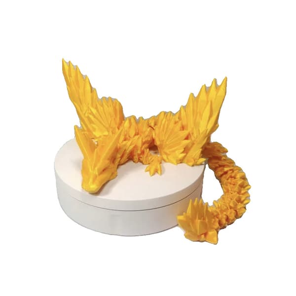 3D-printet bevinget flyvende drage, drageæg sæt arrangement figur (Lys guld + Drageæg)