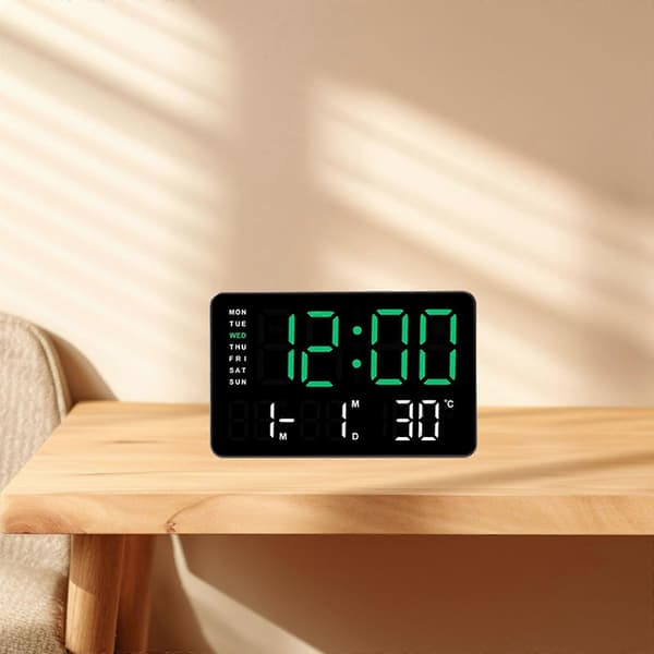 10,5 tommer LED-ur Stort Display Flere Farvemuligheder Dato, Temperatur og Alarmfunktion til Studerende og Professionelle