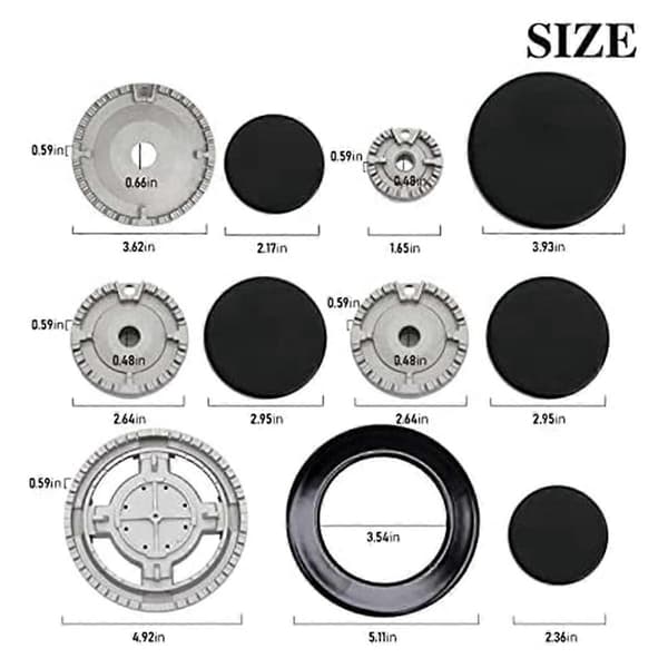 Upgraded Stove Hat Set Oven Gas Stove Burner Crown Flame Cap Protector for Kitchen Fits Stove Handle