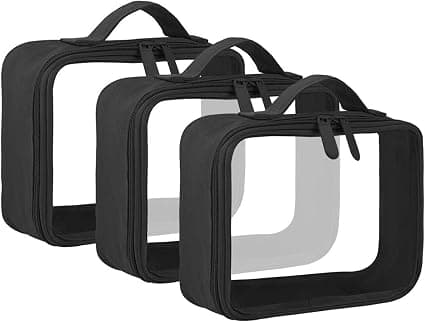 3-pack - Svart, Godkänd necessär med remhandtag, Transparent