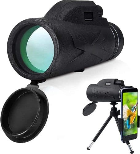 Monokulær kikkert, 80x100 højtydende prismekikkert, med smartphoneholder og stativ