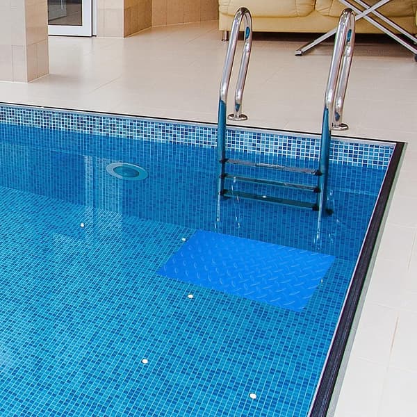 Pooltrappemåtte 9 x 36 tommer (blå, 24 x 91 cm), Pooltrappemåtte Beskyttende Måtte Med Skridsikker Tekstur Til Pooltrapper