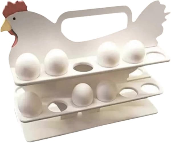Chicken Design Egg Holder | Chicken Shaped Egg Storage for Kitchen | Wooden Egg Rack for Kitchen Countertop