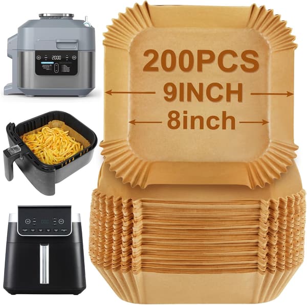 200 stk. Airfryer Liner, 20 cm Stor Airfryer Liner, Bagepapir, Airfryer Tilbehør til Køkken