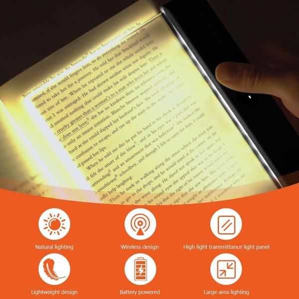 wxsp Portable Bookmark Lamp, Flat Book Light with Timer, Bright Lamp Board Lightwedge Book Lamp, Eye Protection, Dimmable, Panel Lamp