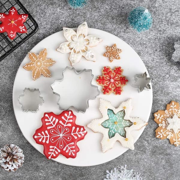 Snöflinga Kageforme Sæt, 10 stk. Rustfrit Stål Snöflinga Form Kageform Jule Kageforme Bageri Kiks Fondant Kage Bageform