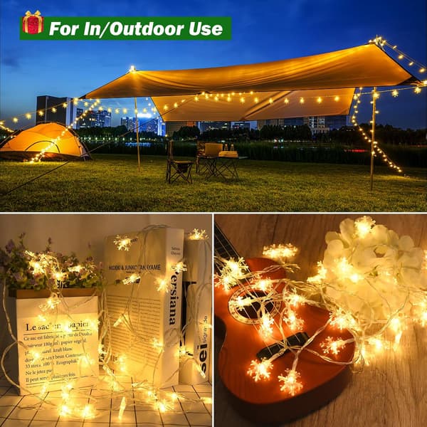 wxsp 1 stk - 6M 40LED - LED Stemningslys Utendørsbelysning Varmhvit - Batteri USB Dobbelmodus Blinkende