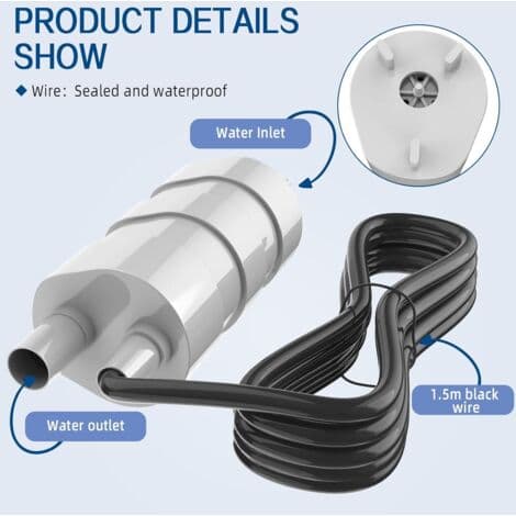 12V 600L/H 3A dränkbar pump, mikroelektrisk vattenpump med högt flöde för husvagn, damm, akvarium, fontän