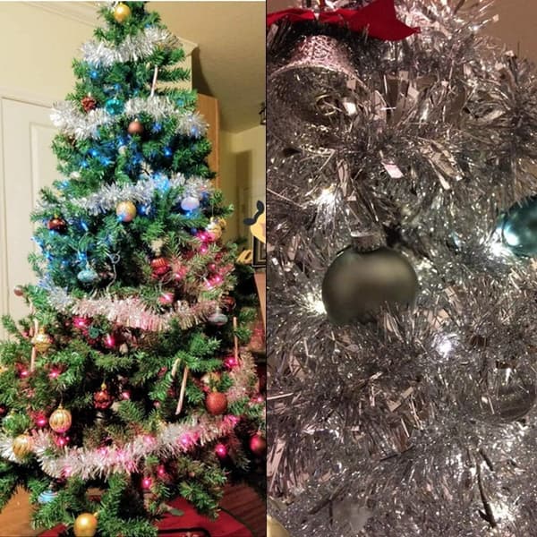 2M Sølv Jul Tykk Glittergirlander for Juletrepynt