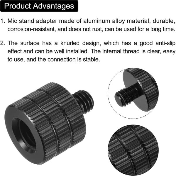 Mikrofonstativadapter Hun M8 til Han M6 Aluminiumlegeringsskrue til Mikrofonstativ Sort 4 Stk - 16mm x 20mm size_name 1.3FT