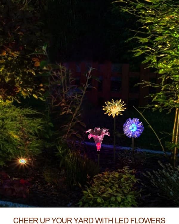 Sæt med 3 LED-solcellelamper med farveskift - Udendørs Multi C