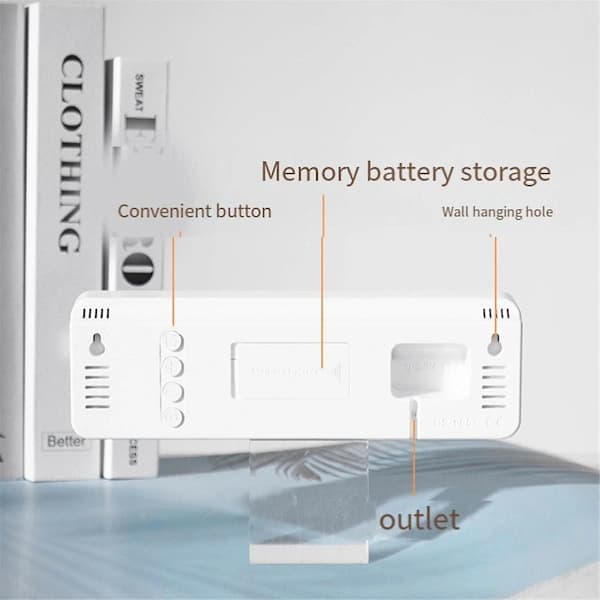 Large Digital Wall Clock Temperature and Humidity Weekday Electronic LED Desk Alarm Clock 12/24H