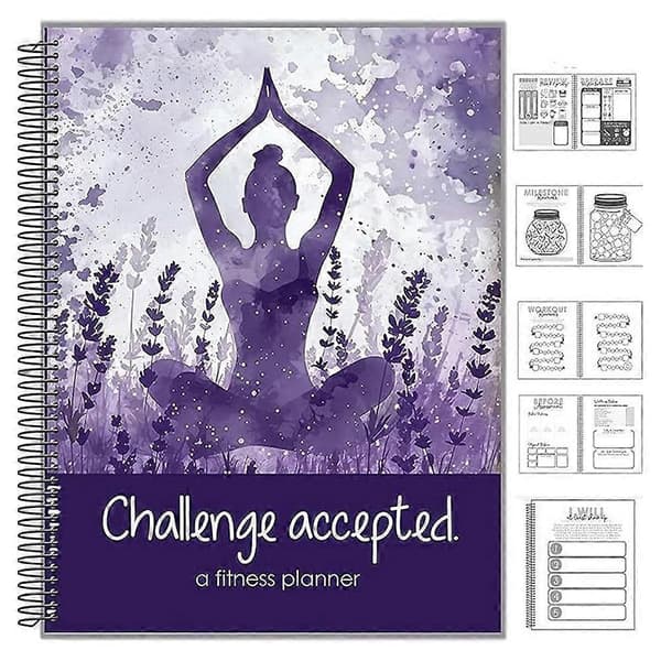 Challenge Accepted 90-Day Workout Planner - Exercise & Meal Spiral Notebook with Progress Tracker