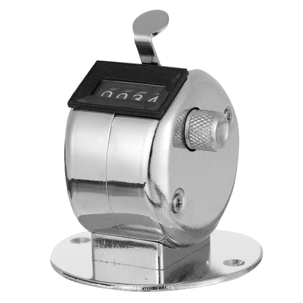 Bærbar teller, effektiv mekanisk teller med tydelig 4-sifret display [DB] Sølv 6,5x5,6cm Silver 6.5x5.6cm