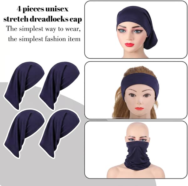 Dreads Cap, Loc Sock Dreadlock Caps for Men Women Marineblå