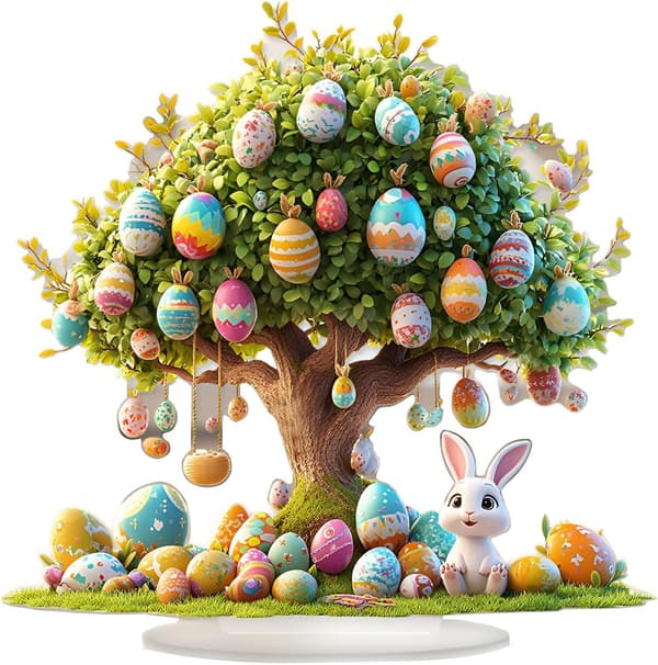 Easter Egg Tree Decoration Flat Acrylic Easter Bunny Ornament 17x24cm Holiday Home Decor