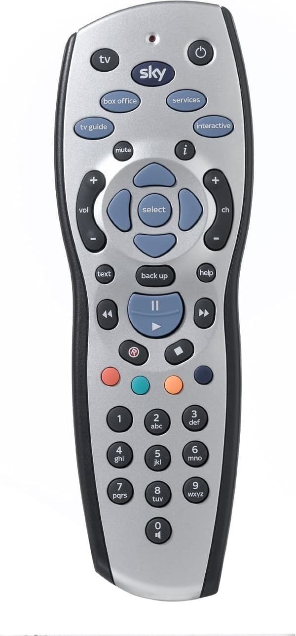 Sky+ HD Remote Control - Duracell Batteries Included - Compatible with Sky+ HD Set-Top Box - Official Sky Branded Retail Packaging - SKY120, Silver